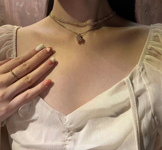 Brass Elegance Choker with Crystal Heart Necklace