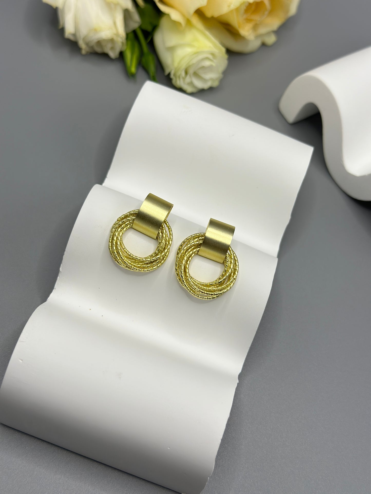 Chic and Stylish Matte Metal Circle Stud Earrings